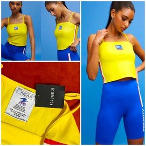 Forever 21 Yellow USPS Priority Spaghetti Strap Tube Top Size Medium